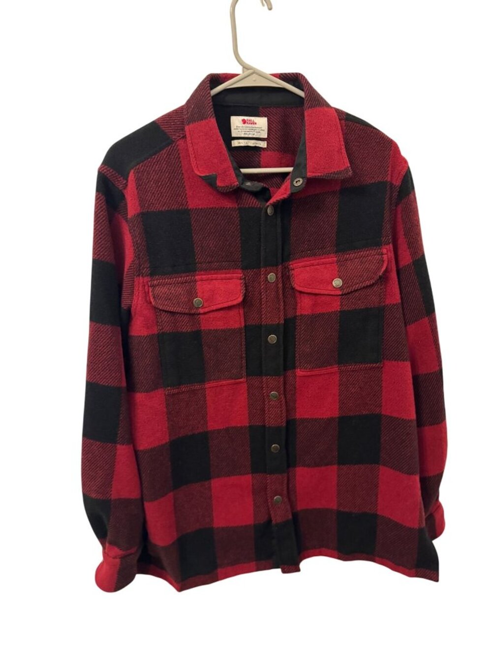 Fjall raven men's red and black plaid shacket size large comfort fit